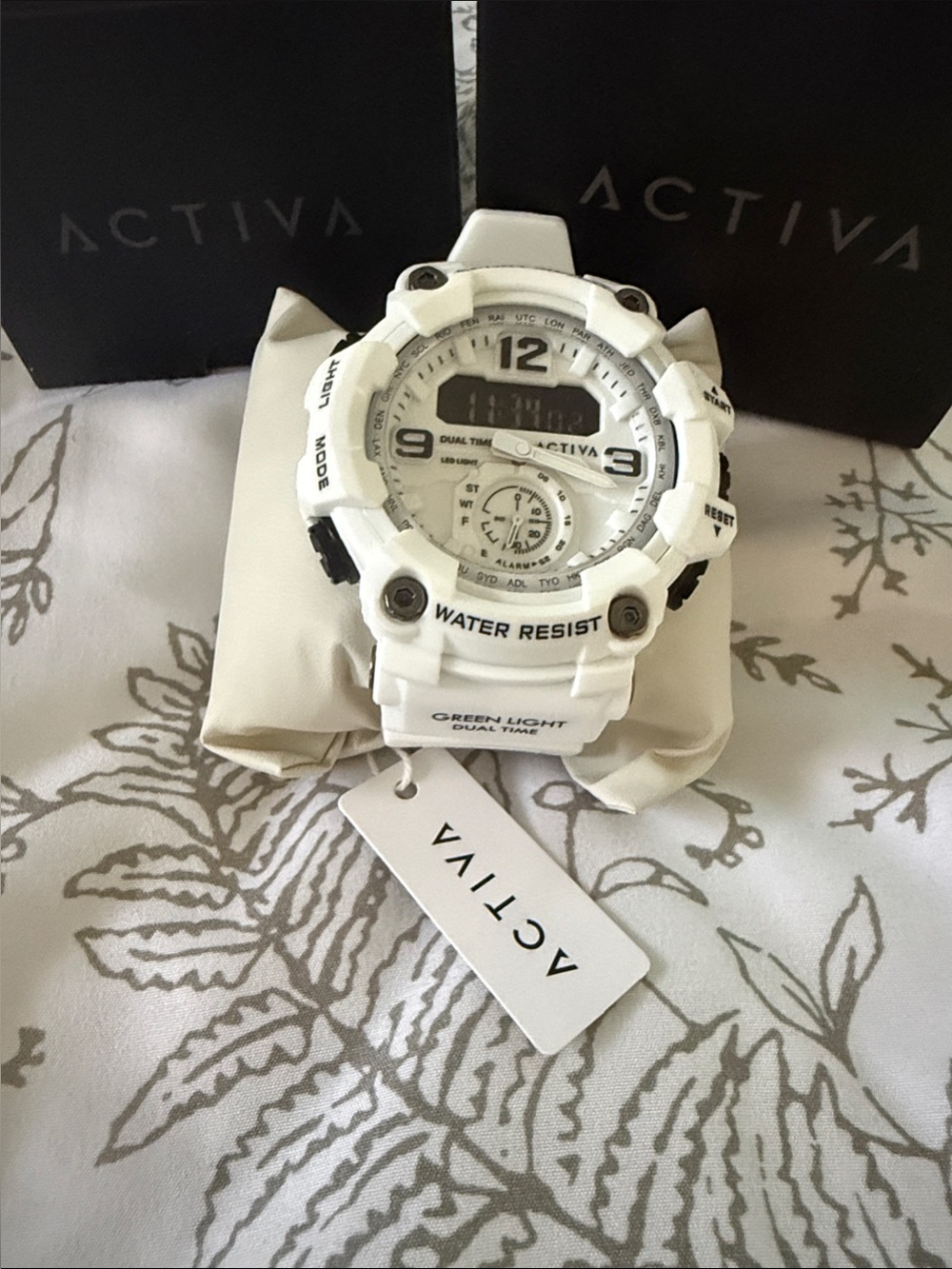 Ativa White and Black Dual-Time Sport Watch